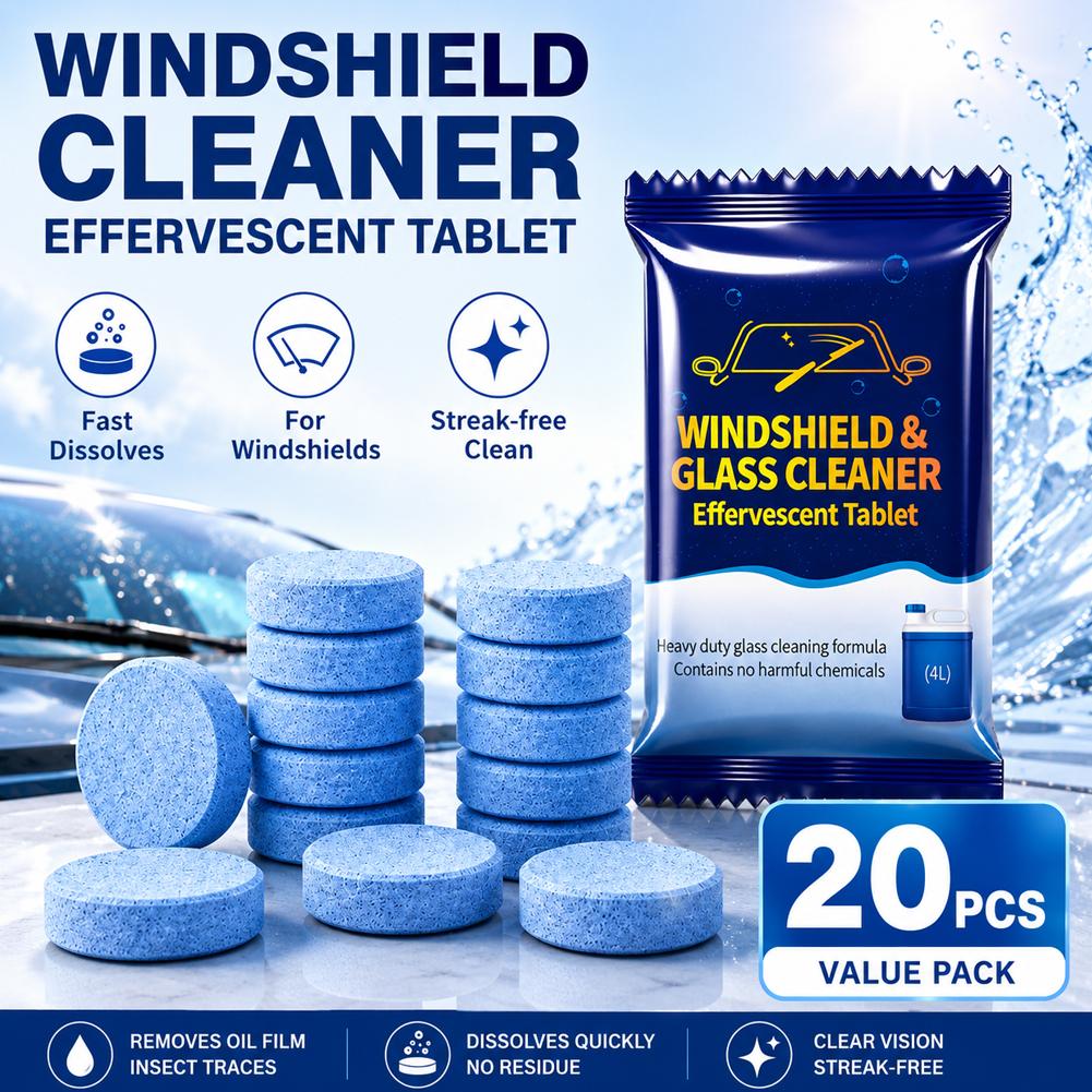 Glass Cleaner Streak - Tabletas efervescentes para limpiaparabrisas de coche,